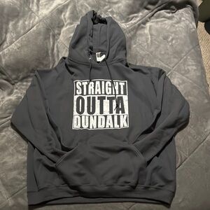 Gray Hoodie with Graphic Print/ Straight Outta Dundalk